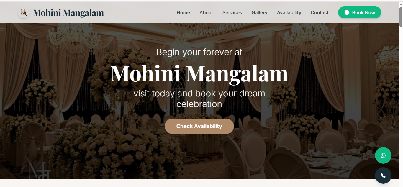 Mohini Mangalam Banquet Hall Business Website preview